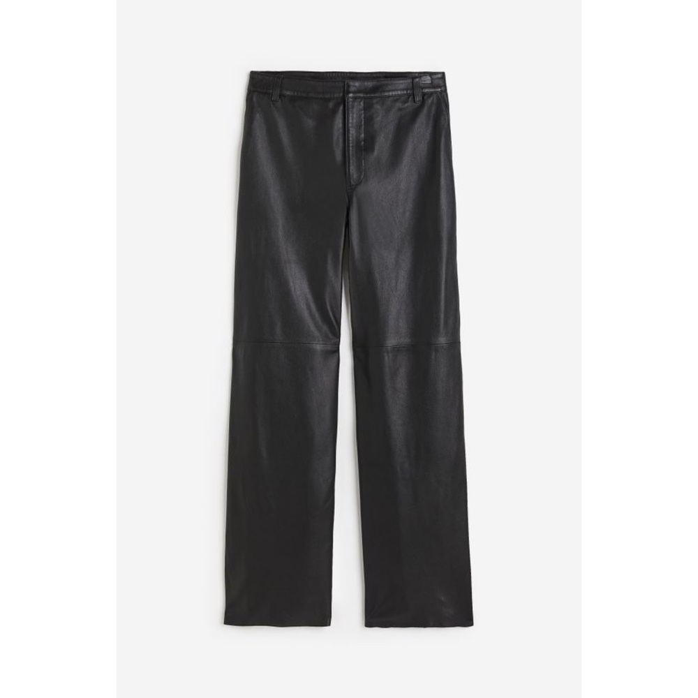 H&M Premium | Genuine Leather Straight Leg Trouser Black 8